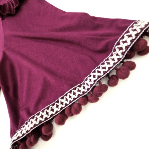 LOVERICHE Dress Womens MEDIUM Red Burgandy Pompom Mini Knit - Picture 1 of 10